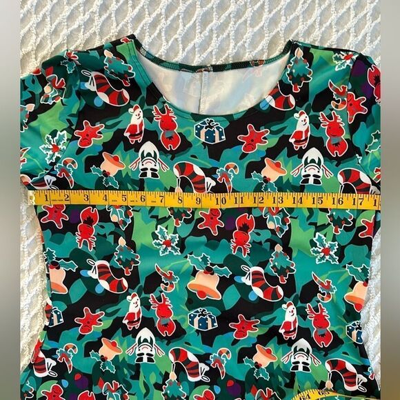 Women’s Christmas Reindeer Party Dress Size Large Gingerbread Wreath Snowmen - Picture 4 of 8